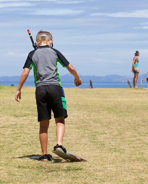 Boy going snorkelling